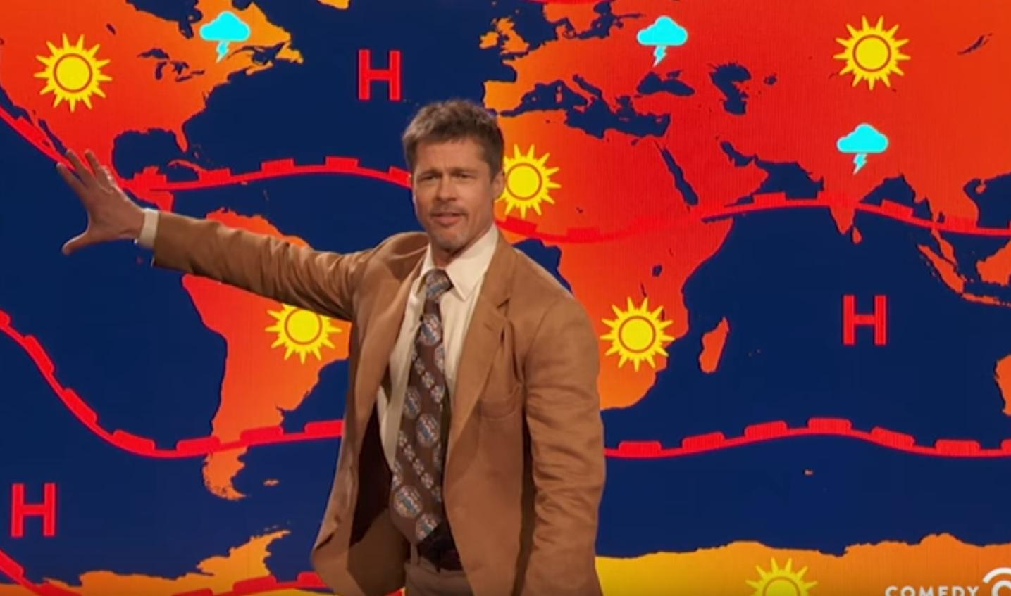Никакого будущего: Брэд Питт стал ведущим погоды и высмеял Трампа
