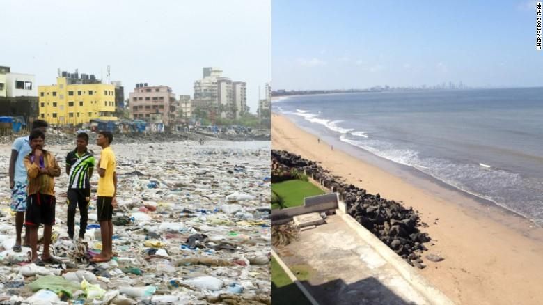 Мужчина из Индии убрал один из самых грязных пляжей в мире: впечатляющие фото