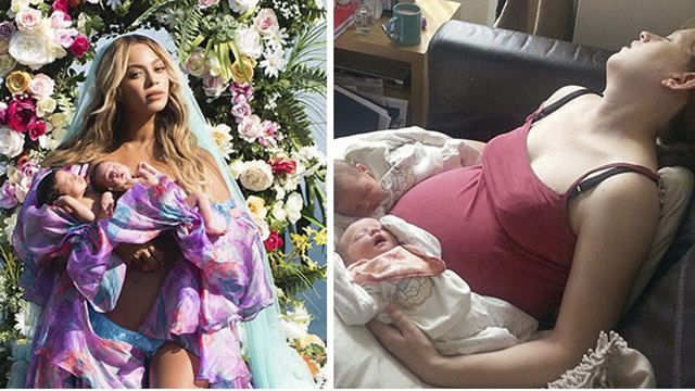 Как это выглядит на самом деле: родители воспроизводят фотографию Бейонсе с близнецами Как это выглядит на самом деле: родители воспроизводят фотографию Бейонсе с близнецами