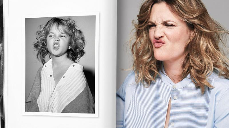 Дрю Бэрримор повторила для глянца свои детские образы: курьезные фото