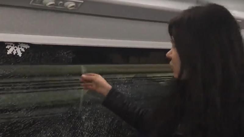 В поезде "Интерсити", которым ехала Руслана, разбили окно камнями: фото и видео