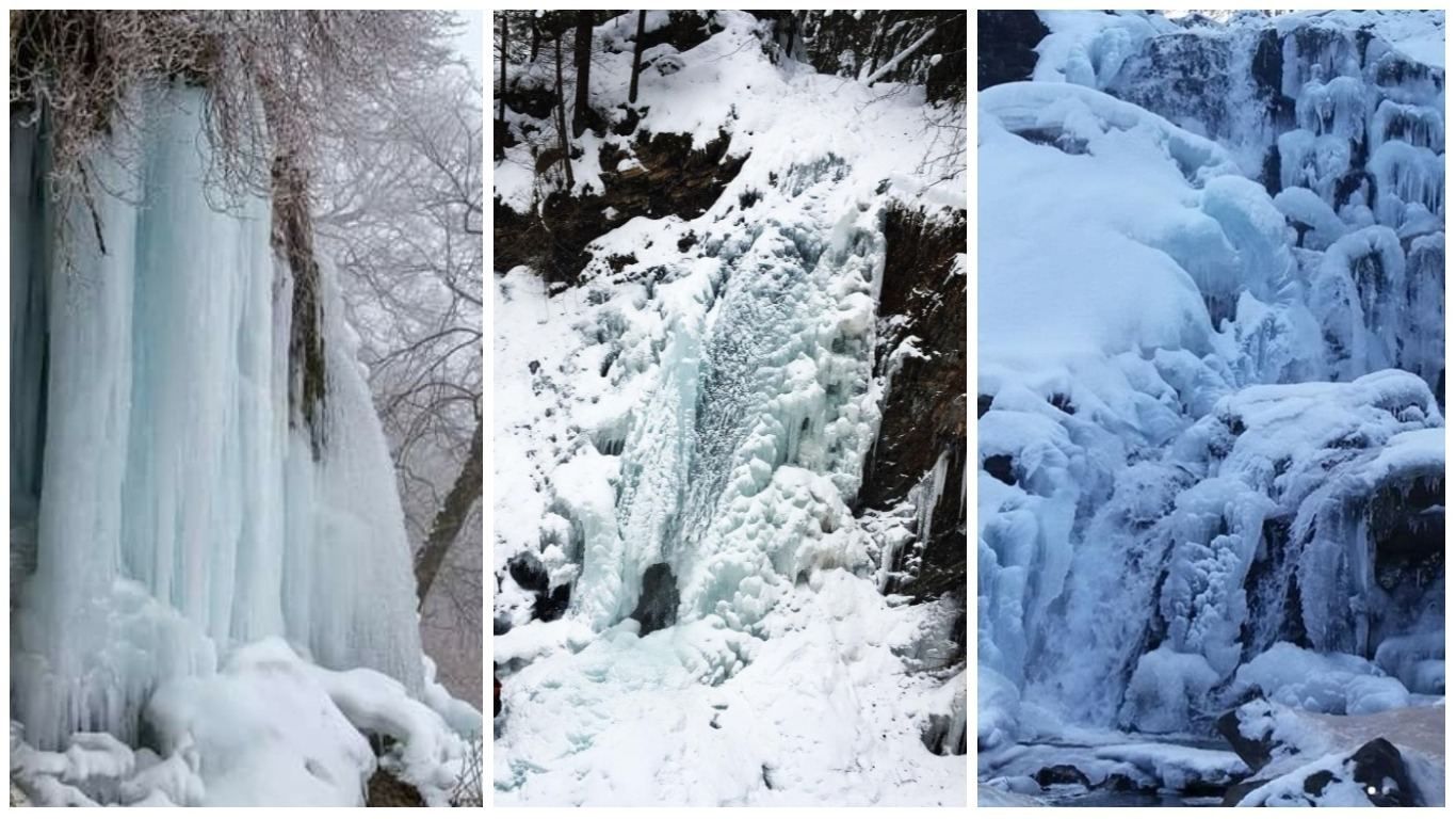 Сильные морозы сковали льдом пять водопадов на Прикарпатье: удивительные фото