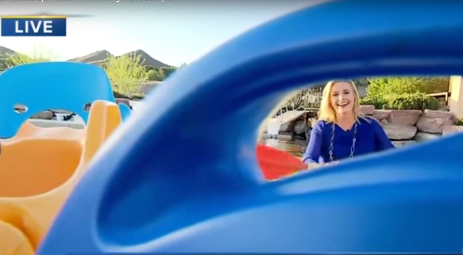 "Настоящий профи": оператор в прямом эфире упал в воду, но съемку не прекратил