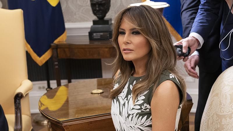 Чарівна Меланія Трамп вразила дивовижною сукнею на зустрічі з королем Іспанії: фото Чарівна Меланія Трамп вразила дивовижною сукнею на зустрічі з королем Іспанії: фото