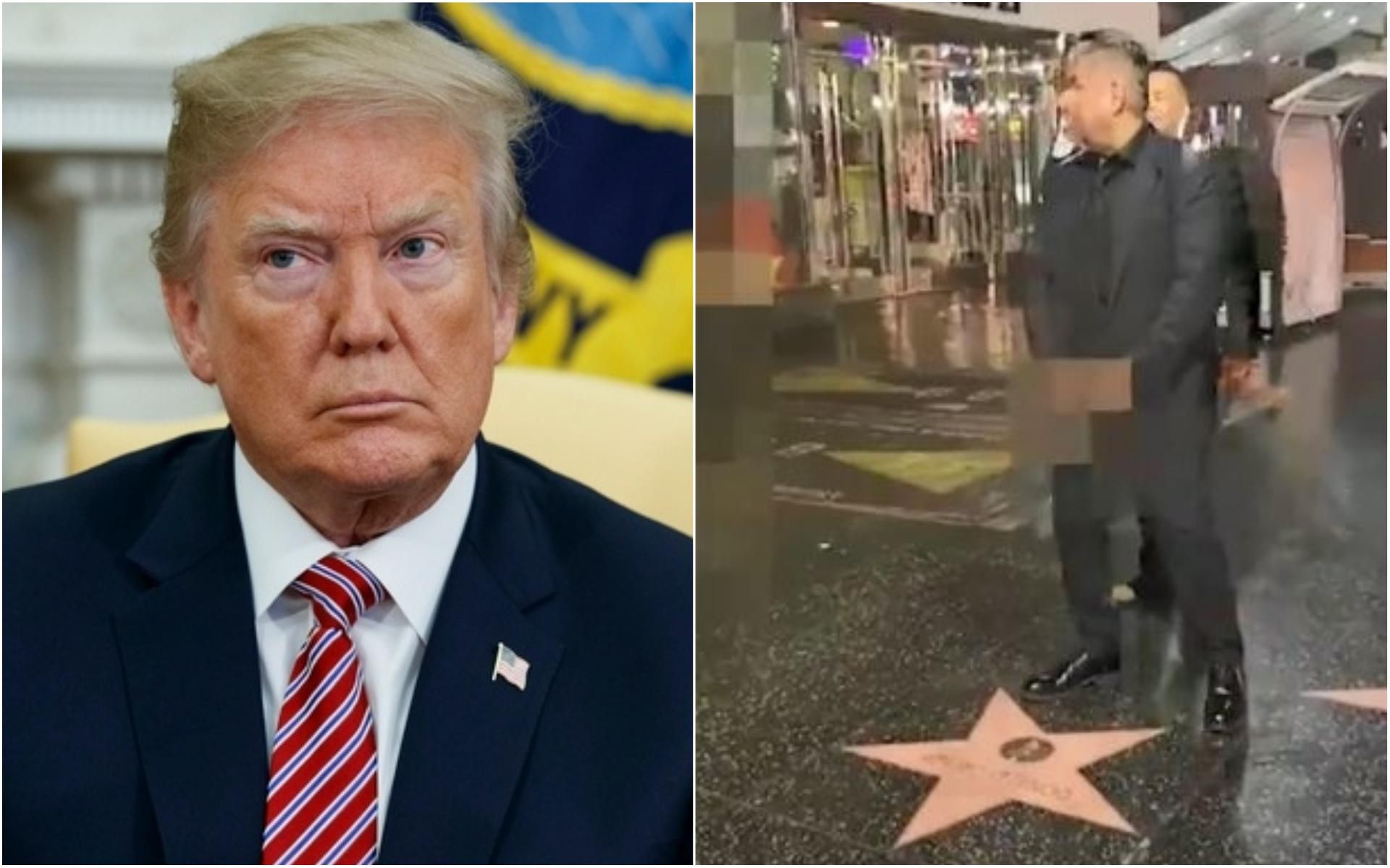 Американский актер "помочился" на звезду Трампа в Голливуде: видео