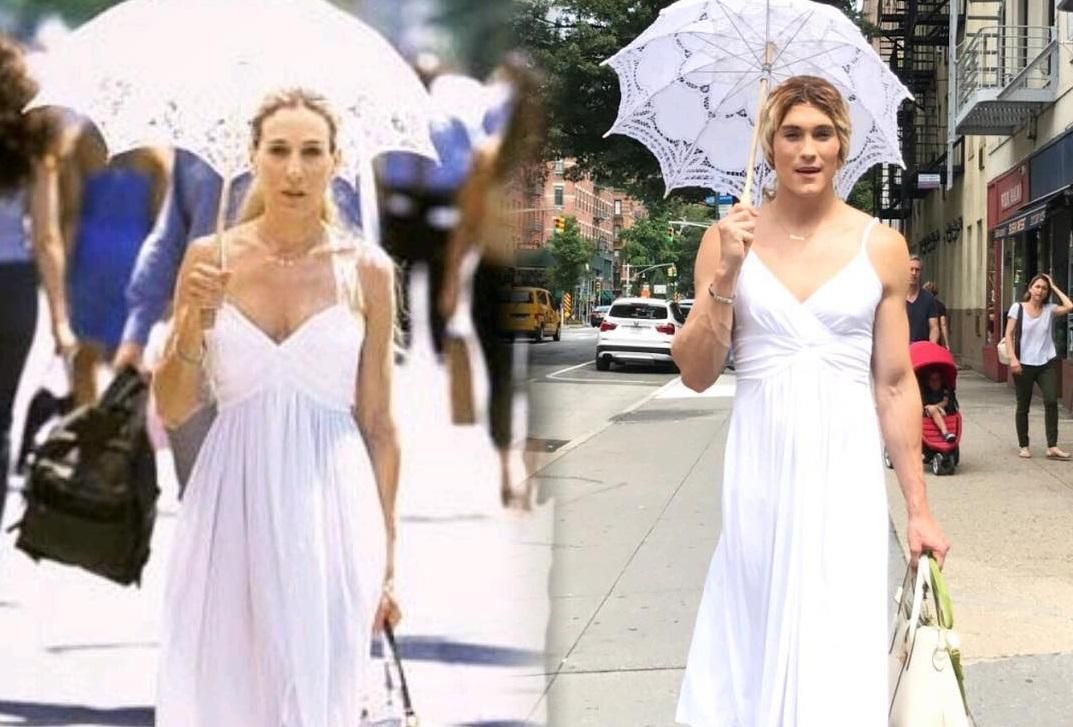 Американець повторює стиль Керрі Бредшоу: кумедні фото Американець повторює стиль Керрі Бредшоу: кумедні фото