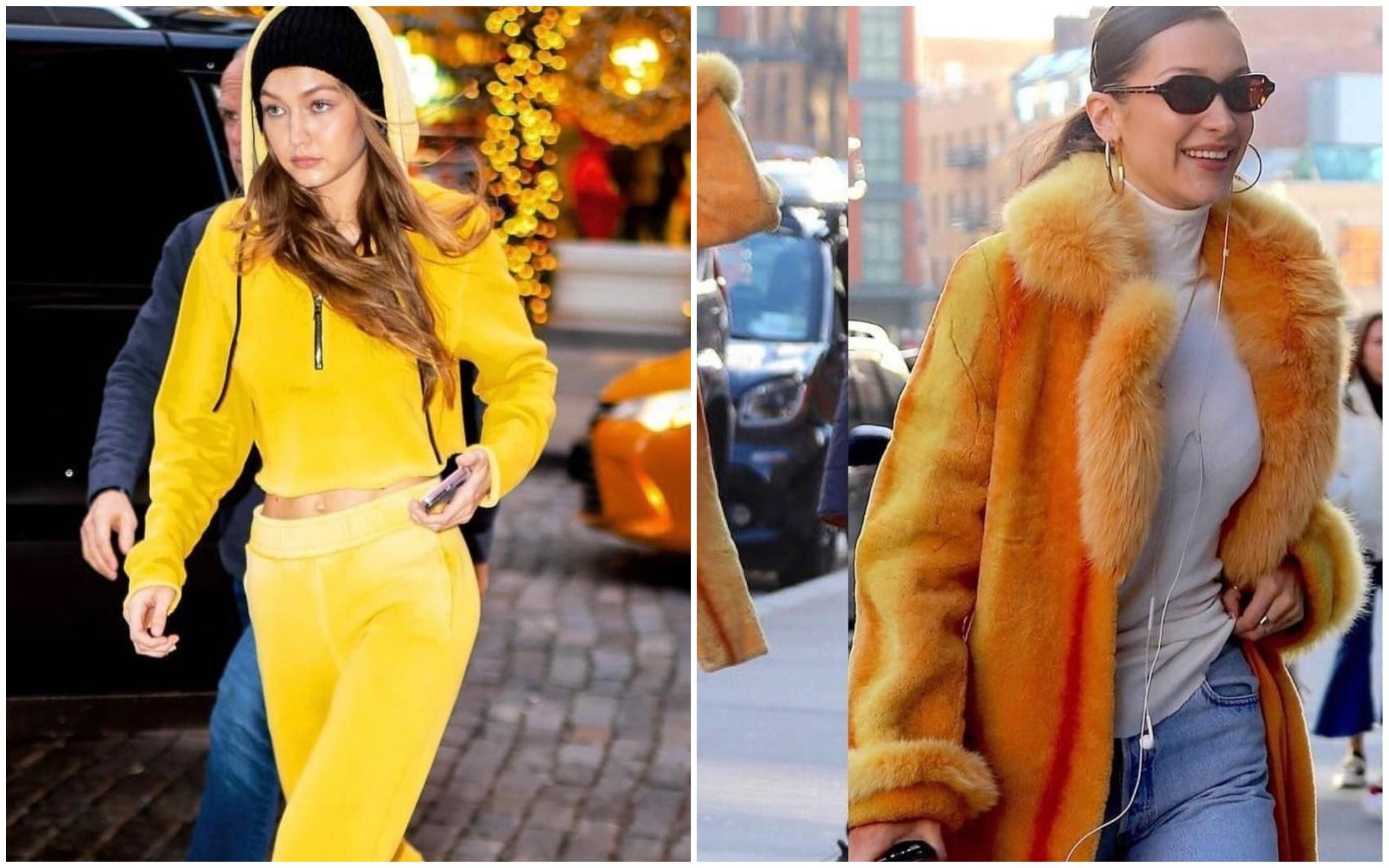 Самые стильные сестры выбирают желтый: Белла и Джиджи Хадид засветились в Нью-Йорке