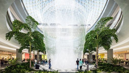 Самый высокий искусственный водопад в мире открыли в аэропорту Сингапура: захватывающие фото