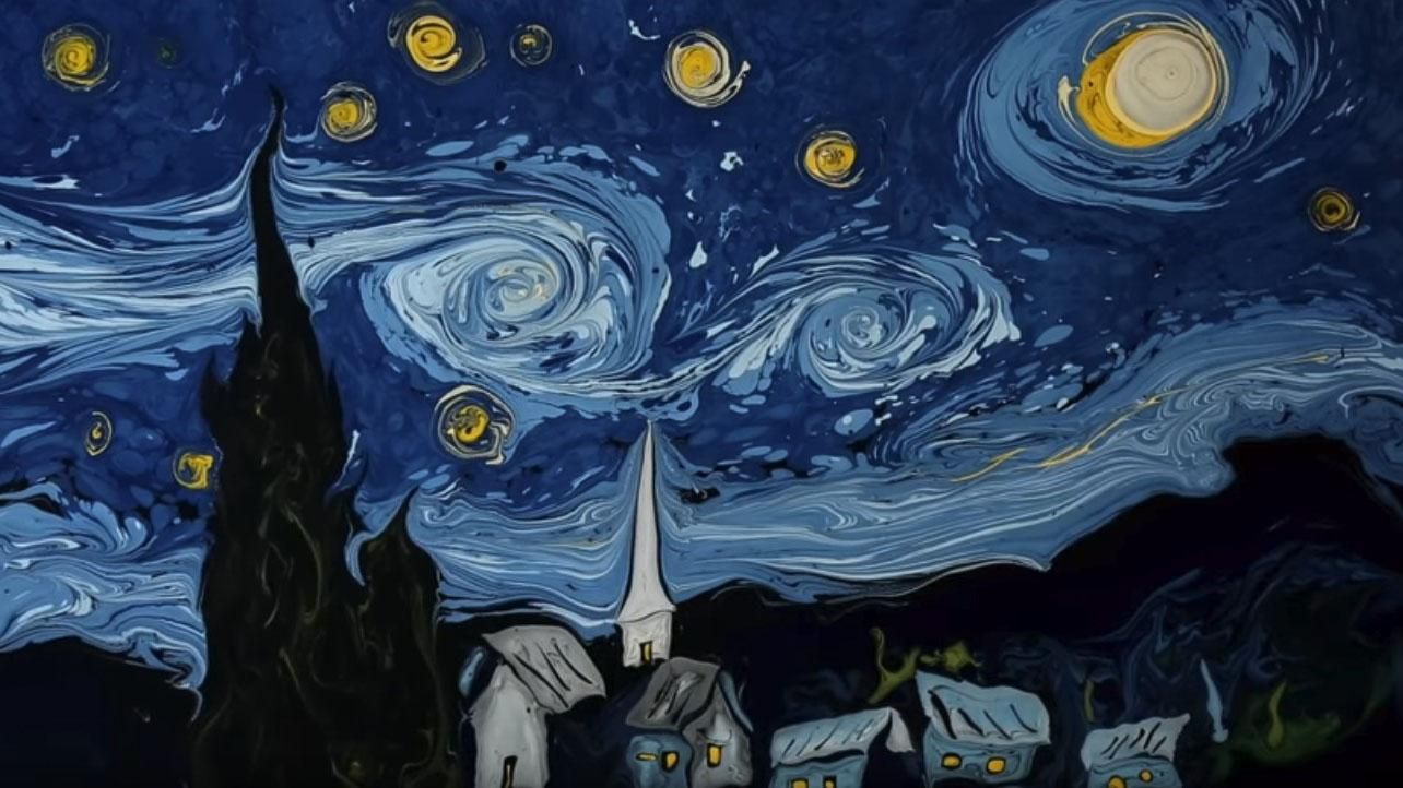 Художник нарисовал картину Ван Гога на воде: впечатляющее видео