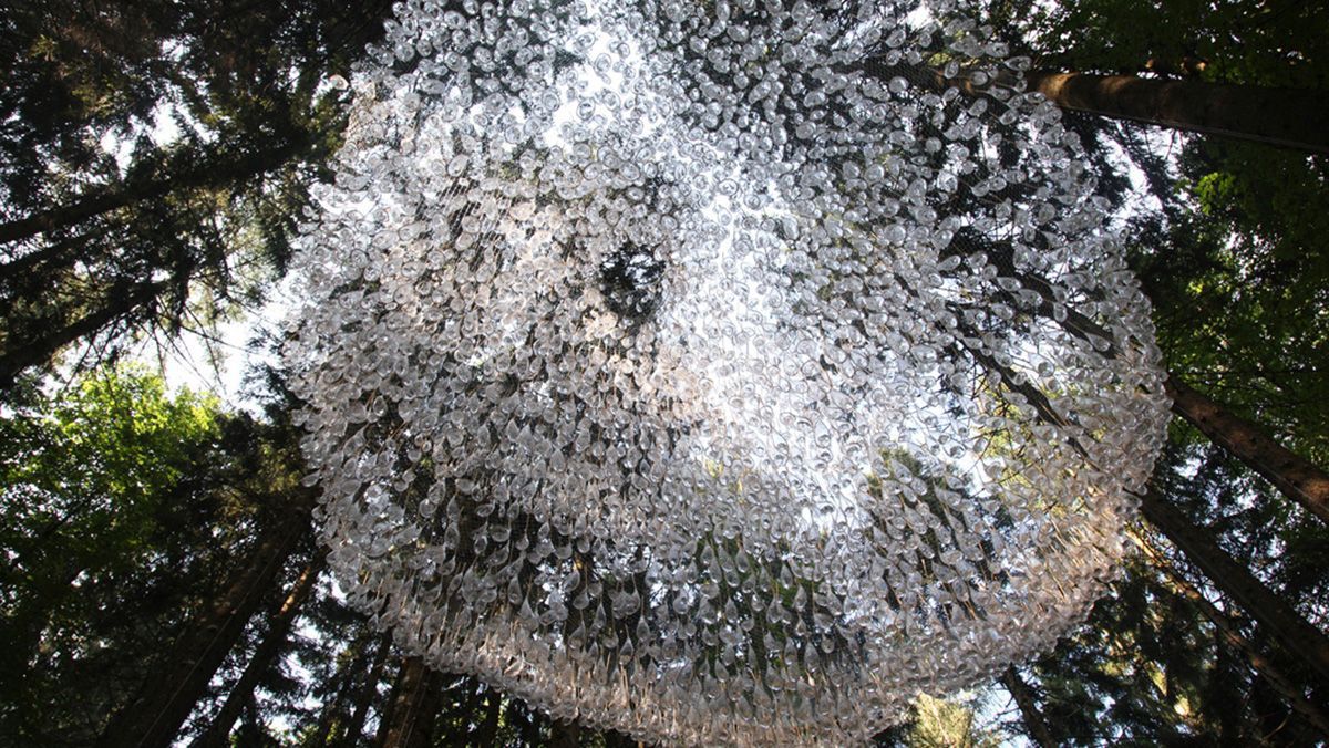 Митець повісив "люстру" у лісі: фото унікальної інсталяції Митець повісив "люстру" у лісі: фото унікальної інсталяції