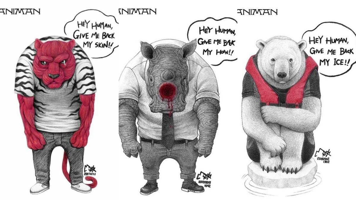 Художник малює тварин, які просять людей не знущатися над ними: щемливі картинки Художник малює тварин, які просять людей не знущатися над ними: щемливі картинки