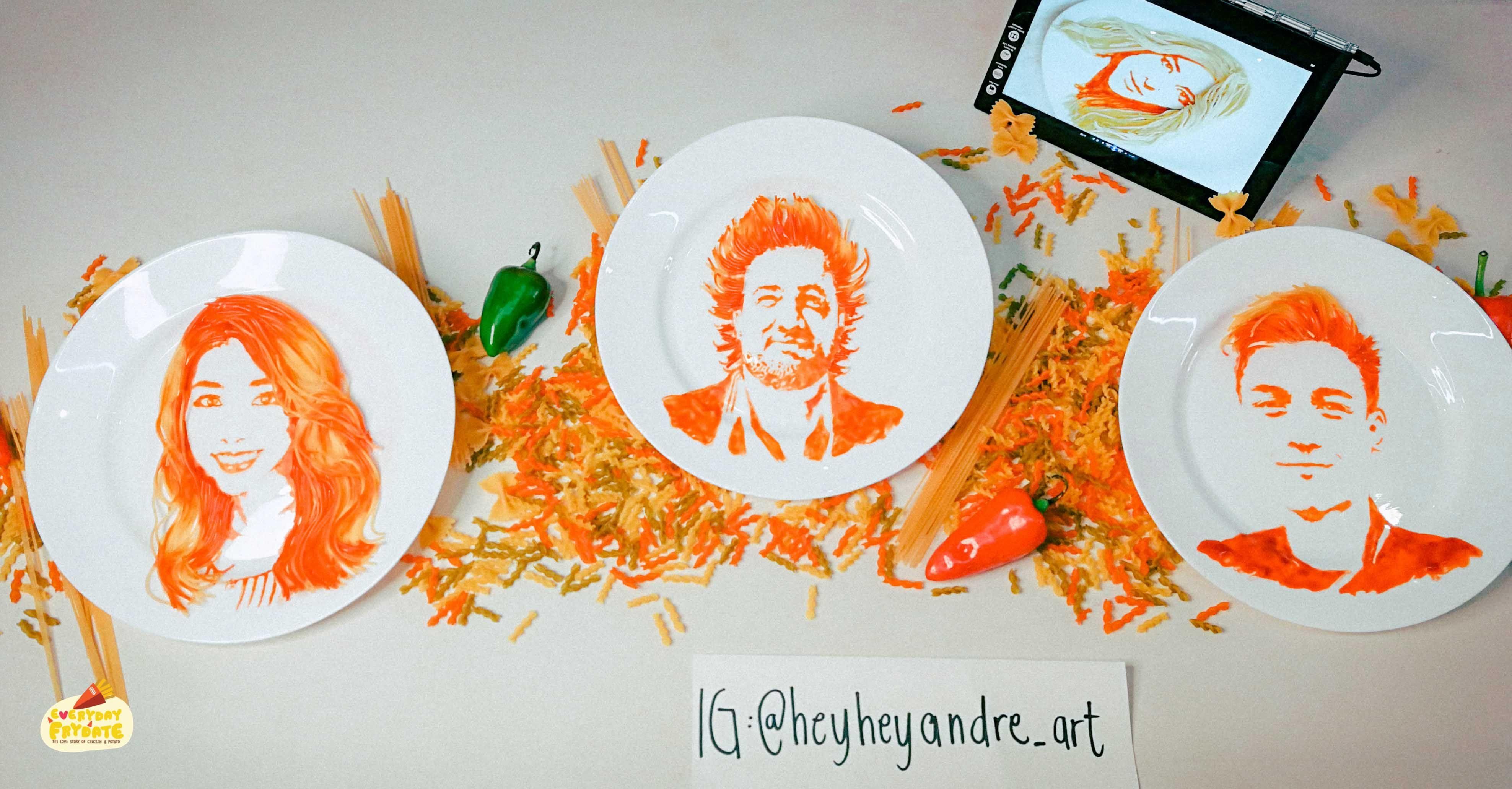 Художник рисует едой на тарелках: необычные картины