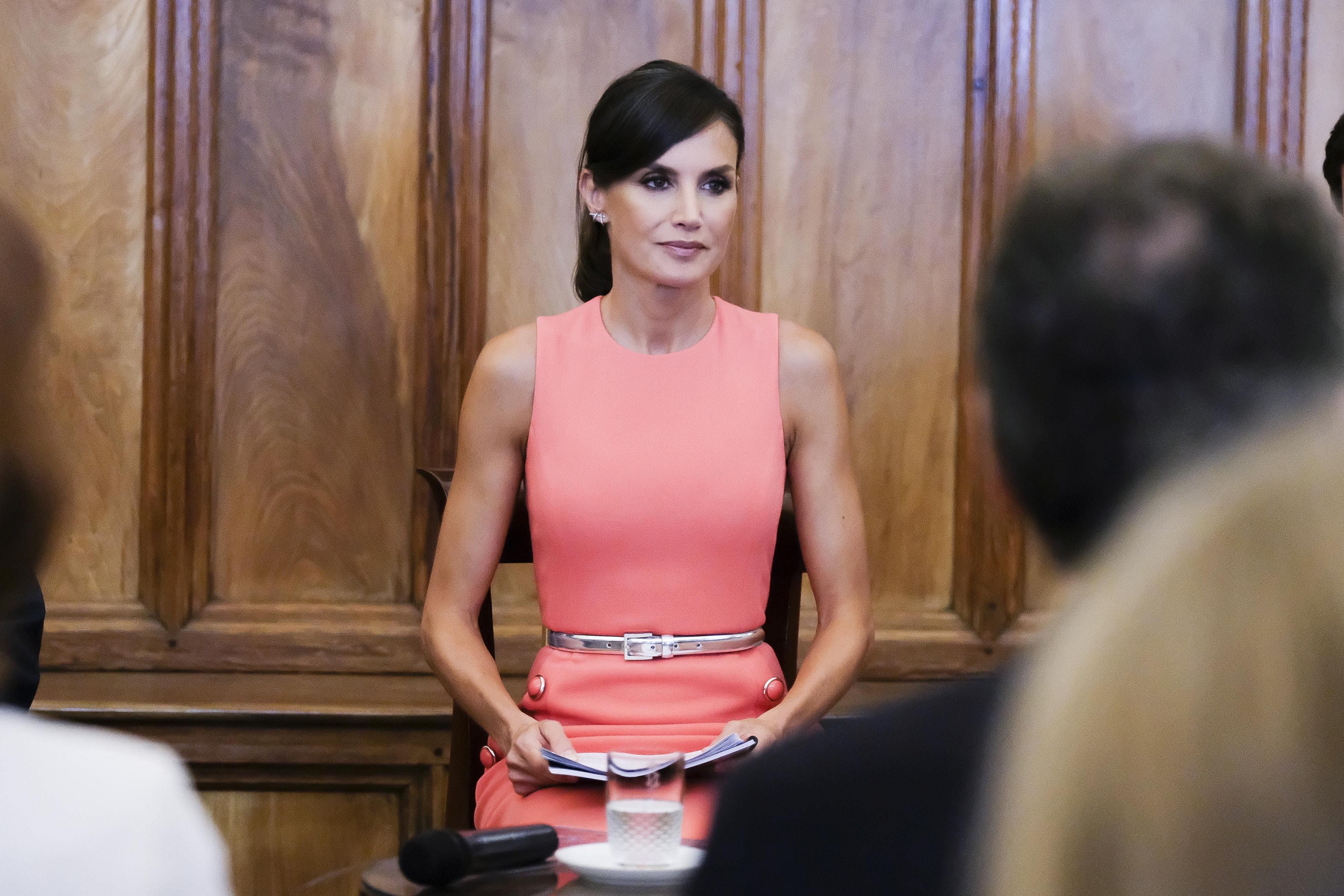 Вся в рожевому: гламурний образ іспанської королеви Летиції на урочистому прийомі Вся в рожевому: гламурний образ іспанської королеви Летиції на урочистому прийомі