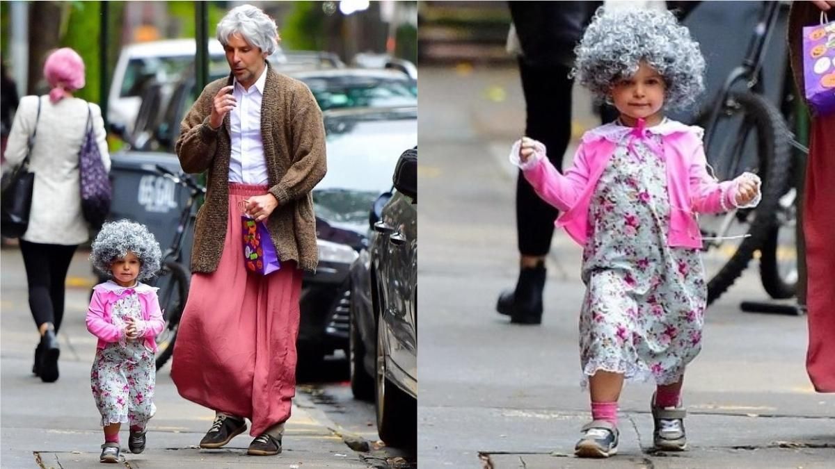 Фото дня: Брэдли Купер с 2-летней дочерью превратились в "бабушку" для празднования Хэллоуина