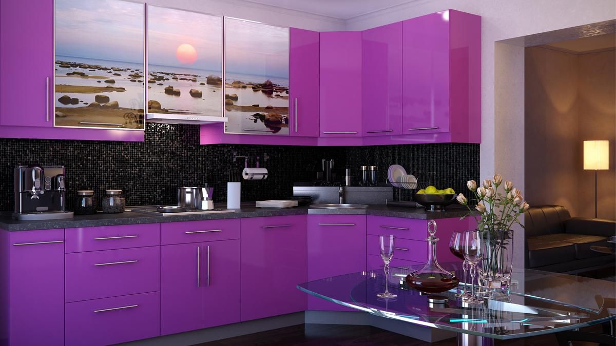 Кухня в фиолетовом цвете – сочитание цветов, дизайн фиолетовой кухни
