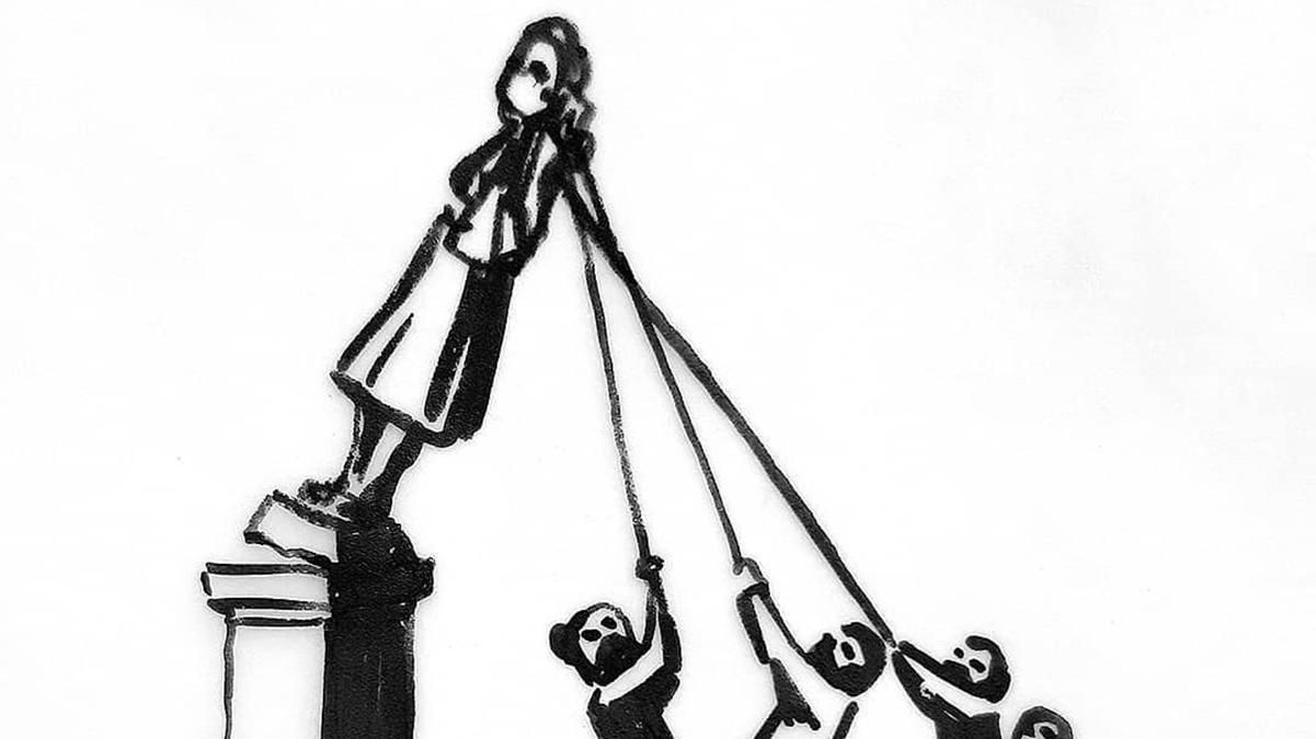 Бенксі висміяв дії протестувальників проти расизму в новій картині: фото Бенксі висміяв дії протестувальників проти расизму в новій картині: фото