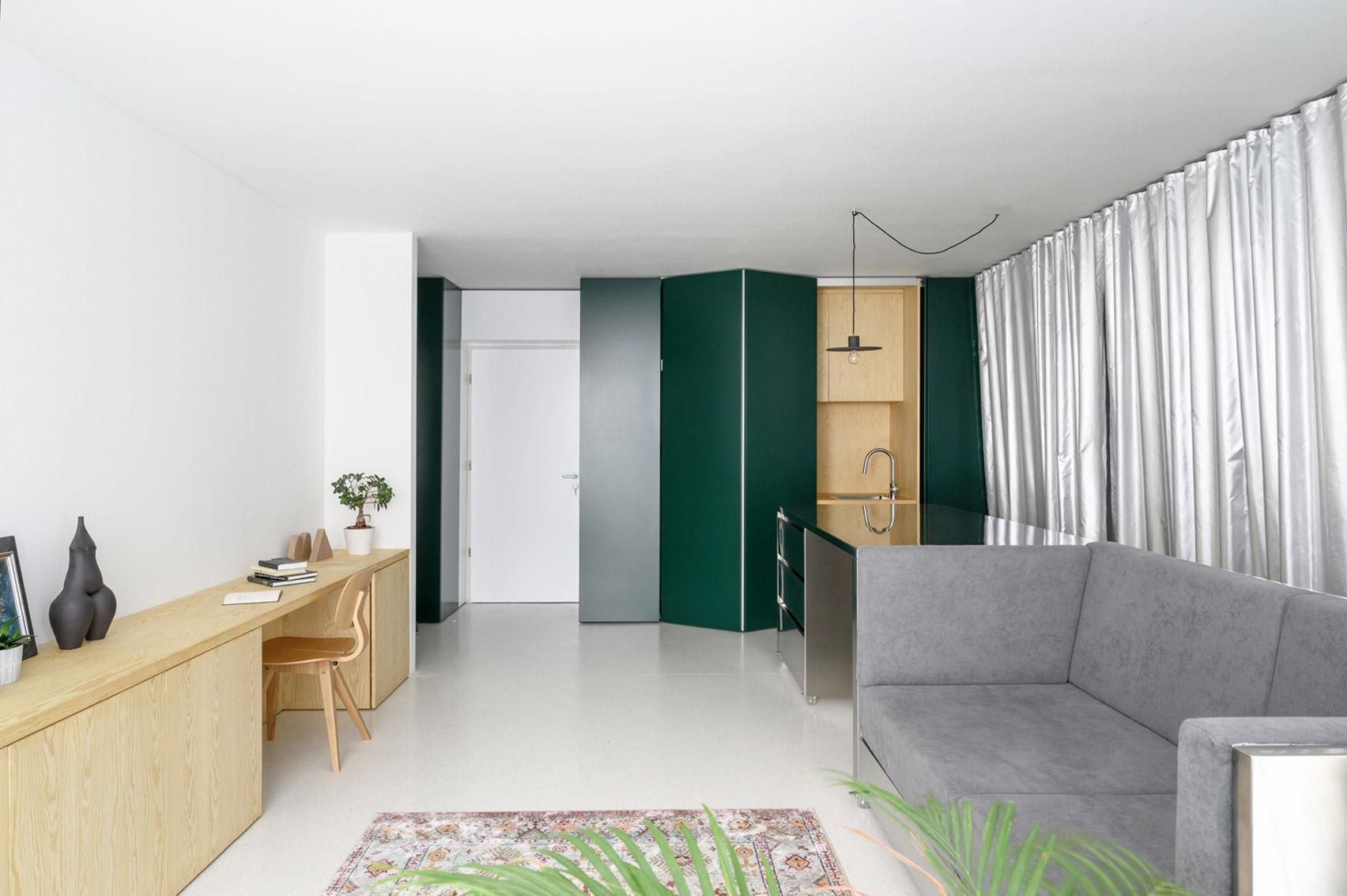 Багатофункціональні меблі та собака: фото стильної двокімнатної квартири зі Словенії