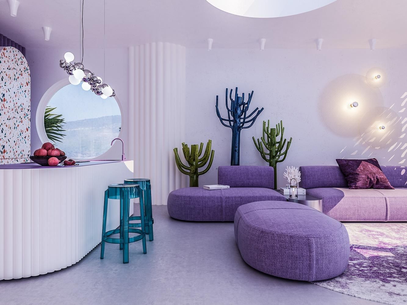 Футуризм в интерьере: фантастические фото фиолетовых апартаментов на Ибице