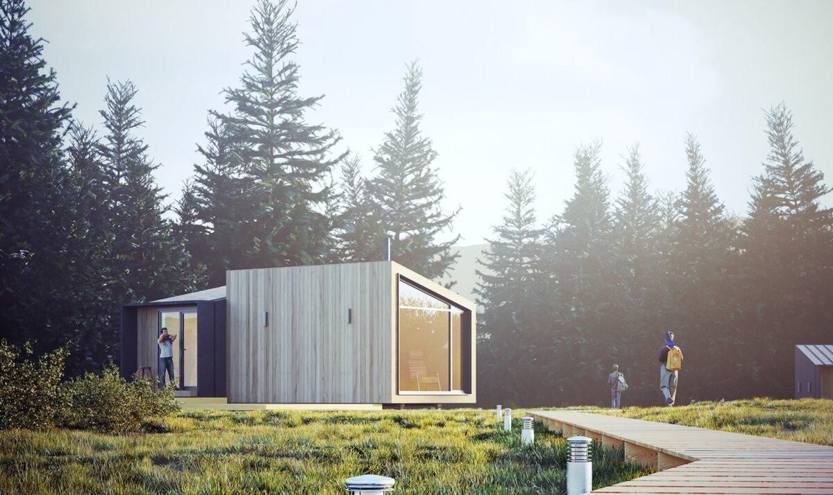 Дом создали из двух модулей Дом создали из двух модулей