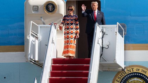 В платье от Gucci: Мелания Трамп с мужем отправилась на отдых – фото