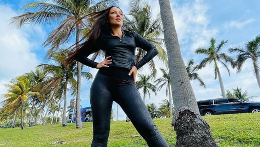 В кожаных лосинах и топе: жена Влада Ямы показала смелый образ в Майами – фото