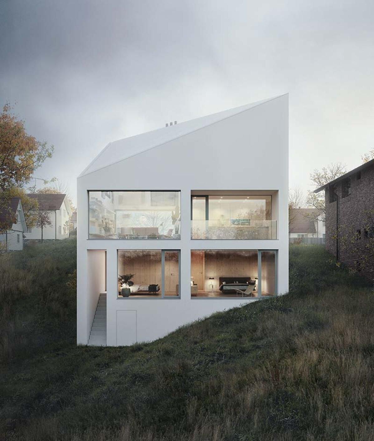 Кривой дом в Польше: проект дома на крутом склоне - оригинальные фото Кривой дом в Польше: проект дома на крутом склоне - оригинальные фото