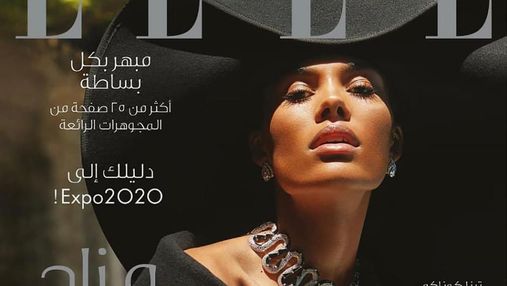 Тина Кунаки примерила безупречный наряд для обложки арабского Elle: стильные образы