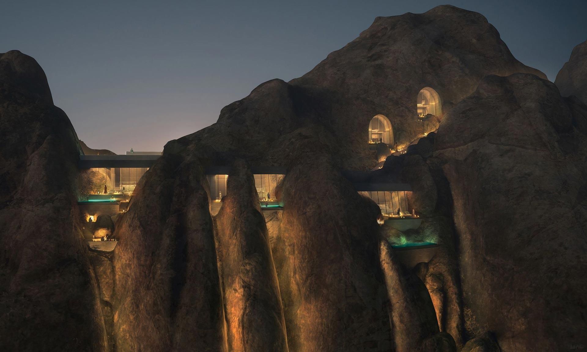 Встроенный в скалу: как будет выглядеть удивительный курорт среди пустыни Саудовской Аравии - Дизайн 24