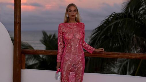 Леоні Ганне вразила чарівним виходом у рожевій сукні від українського бренду Santa Brands