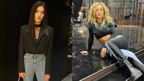 "Мисс Украина Вселенная 2020" Елизавета Ястремская и Рита Ора надели одинаковые джинсы Mugler