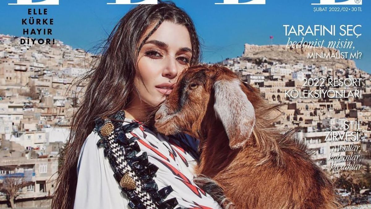 Звезда турецкого сериала Ханда Эрчел снялась для обложки Elle с козой: эффектная фотография