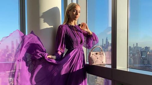 Леоні Ганне приголомшила фіолетовою сукнею від Valentino: розкішні фото