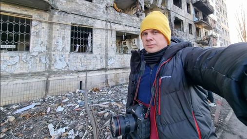 Дмитро Комаров показав, як рятував жінку з розбомбленого будинку на Оболоні: щемливі фото