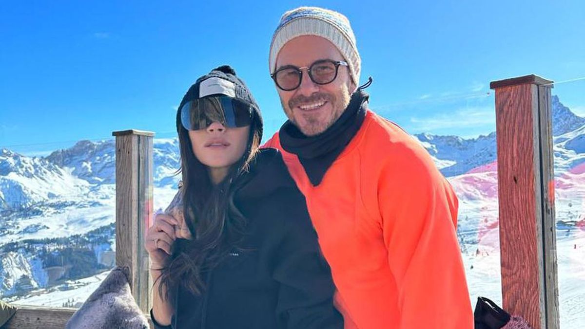 Виктория и Дэвид Бекхэмы на отдыхе в Альпах.