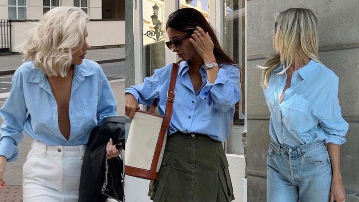 Стильні образи з блакитною сорочкою Стильні образи з блакитною сорочкою