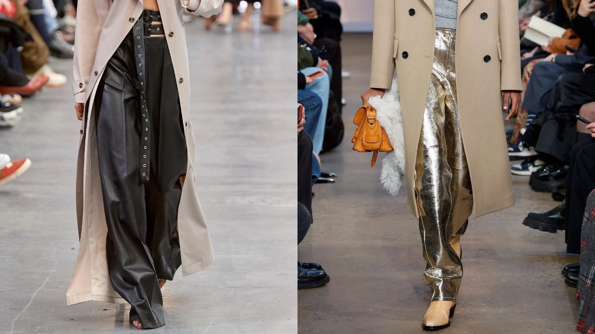 Трендовые кожаные штаны осени 2023 Трендовые кожаные штаны осени 2023