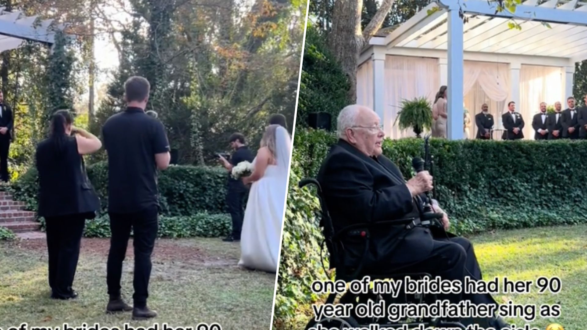 90-річний дідусь заспівав пісню, коли його онука йшла до вівтаря - відео