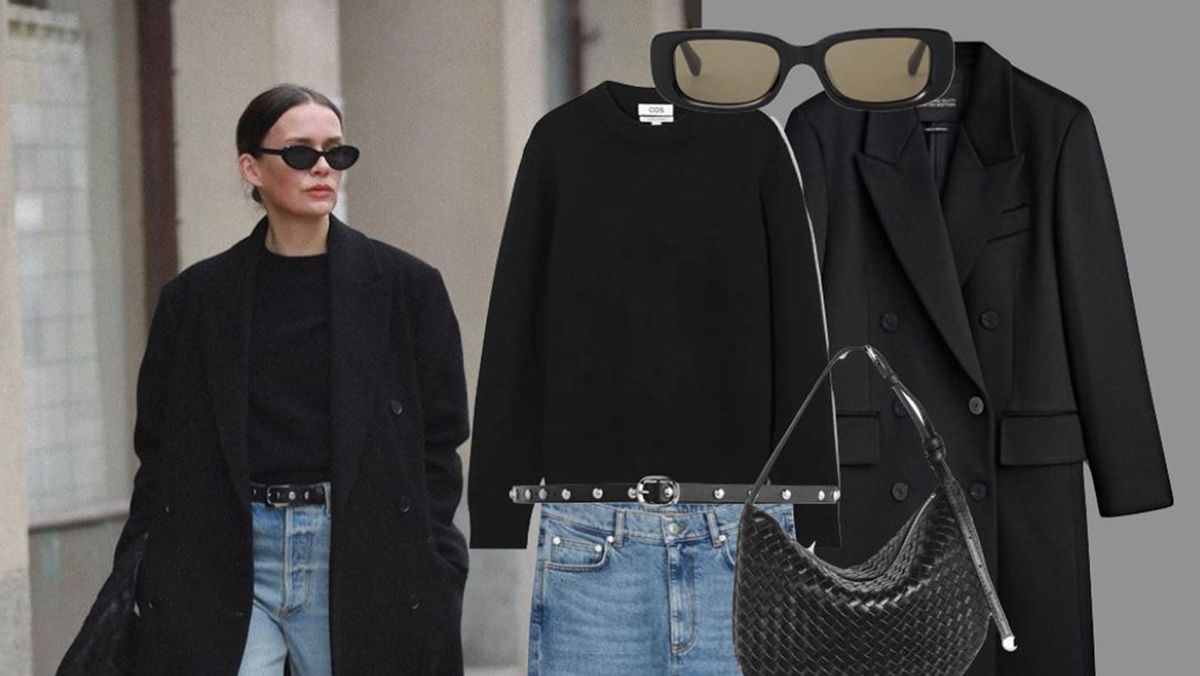 Стильний образ з чорним пальто на осінь Стильний образ з чорним пальто на осінь