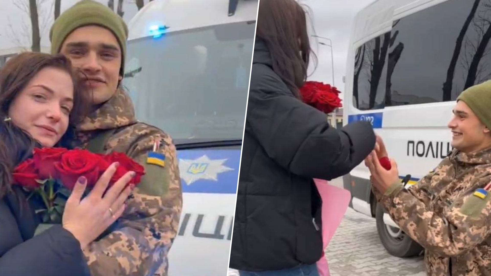 Военный оригинально сделал любимой предложение – помогала полиция Военный оригинально сделал любимой предложение – помогала полиция