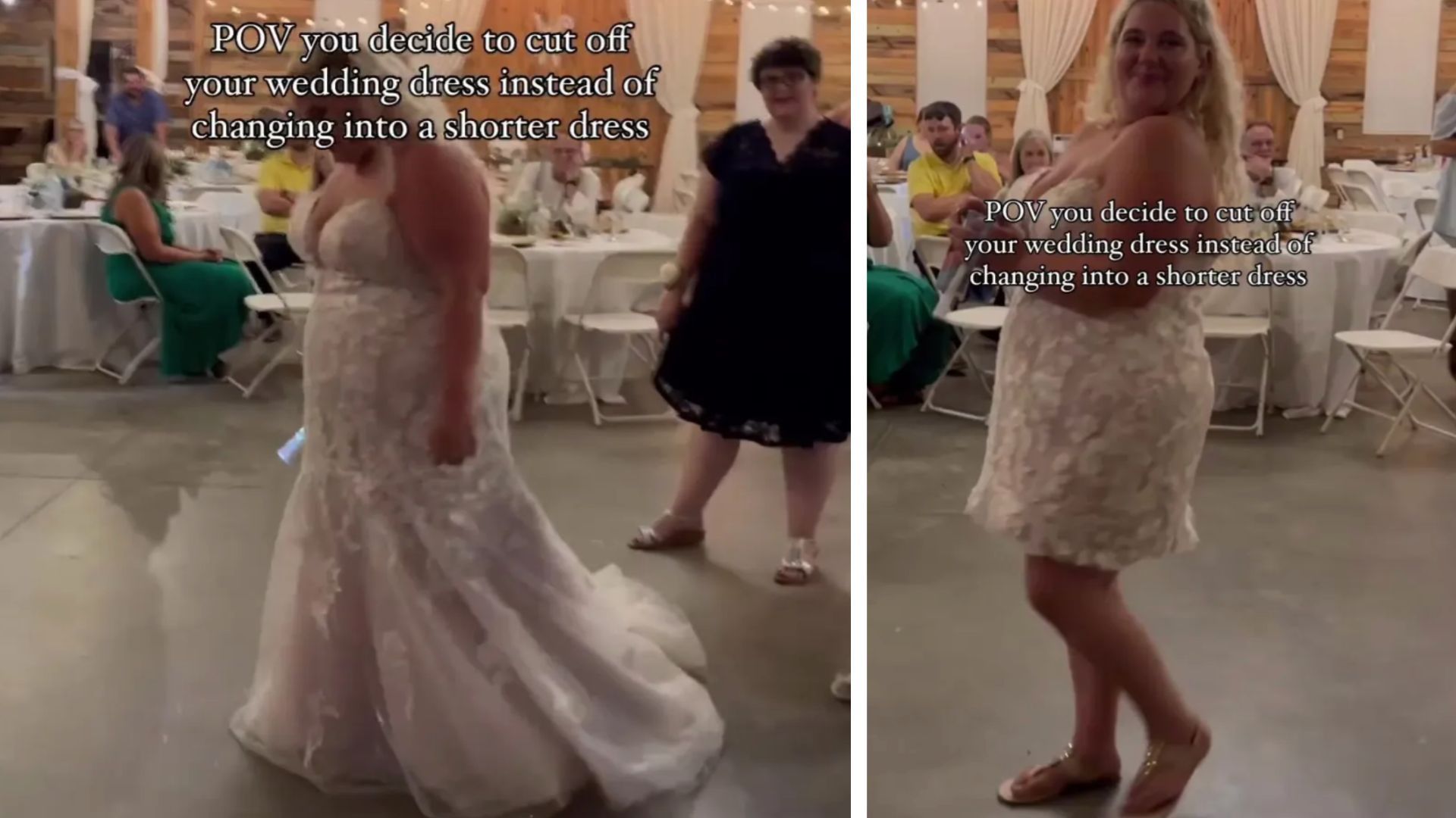 Невеста обрезала платье на свадьбе - гостям не понравилось