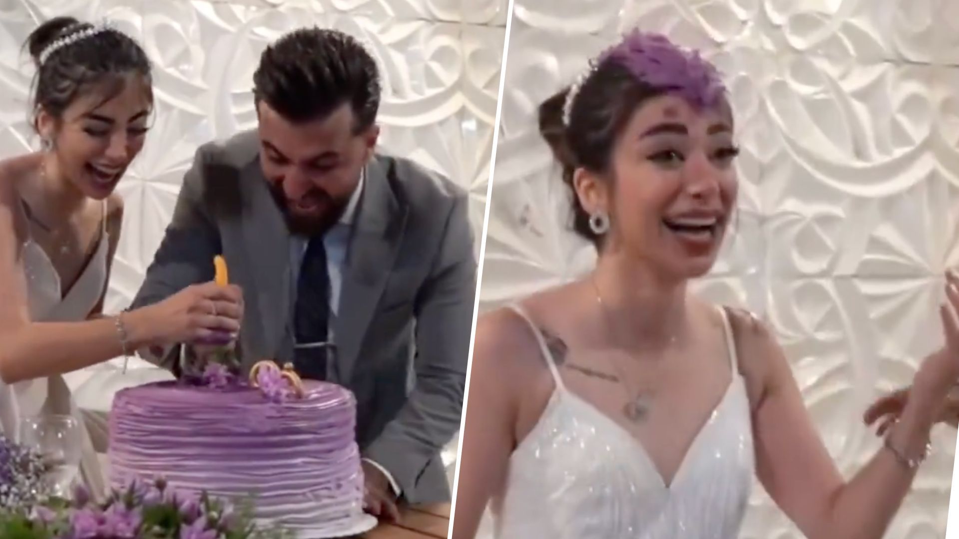 Наречений штовхнув наречену у весільний торт - відео її реакції Наречений штовхнув наречену у весільний торт - відео її реакції