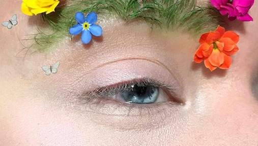 Зеленые брови в цветах: весенний бьюти-тренд покорил сеть