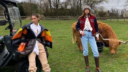 Джиджи и Белла Хадид устроили импровизированную фотосессию для Vogue на домашнем ранчо: фото