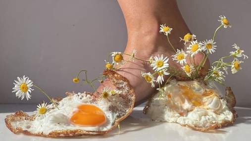 Взуття зі смаженого яйця, квітів і кукурудзи: Єлизавета Литовка створює дивні витвори мистецтва