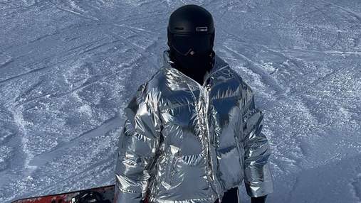 Образ дня: Кендалл Дженнер у сріблястому пуховику катається на сноуборді